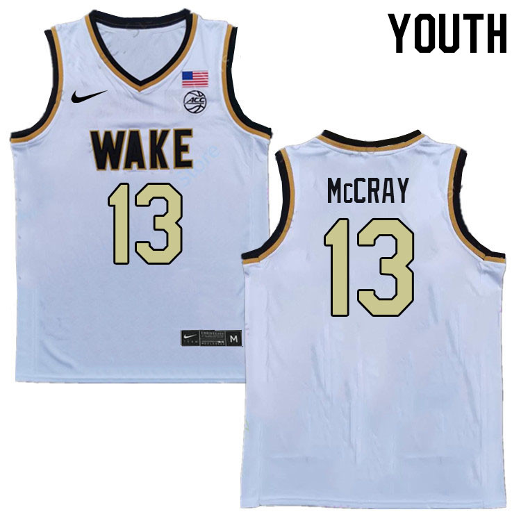 Youth #13 Robert McCray Wake Forest Demon Deacons 2022-23 College Stitchec Basketball Jerseys Sale-W